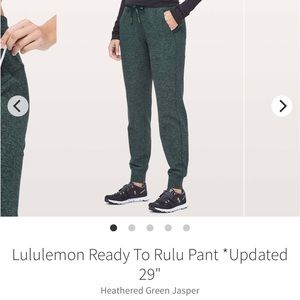 Lululemon Ready To Rulu Pant
*Updated
29"
Heathered Green Jasper